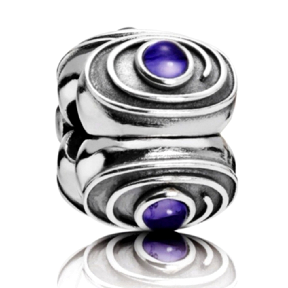Authentic Pandora charm clip " Hypnotized purple " RETIRED
